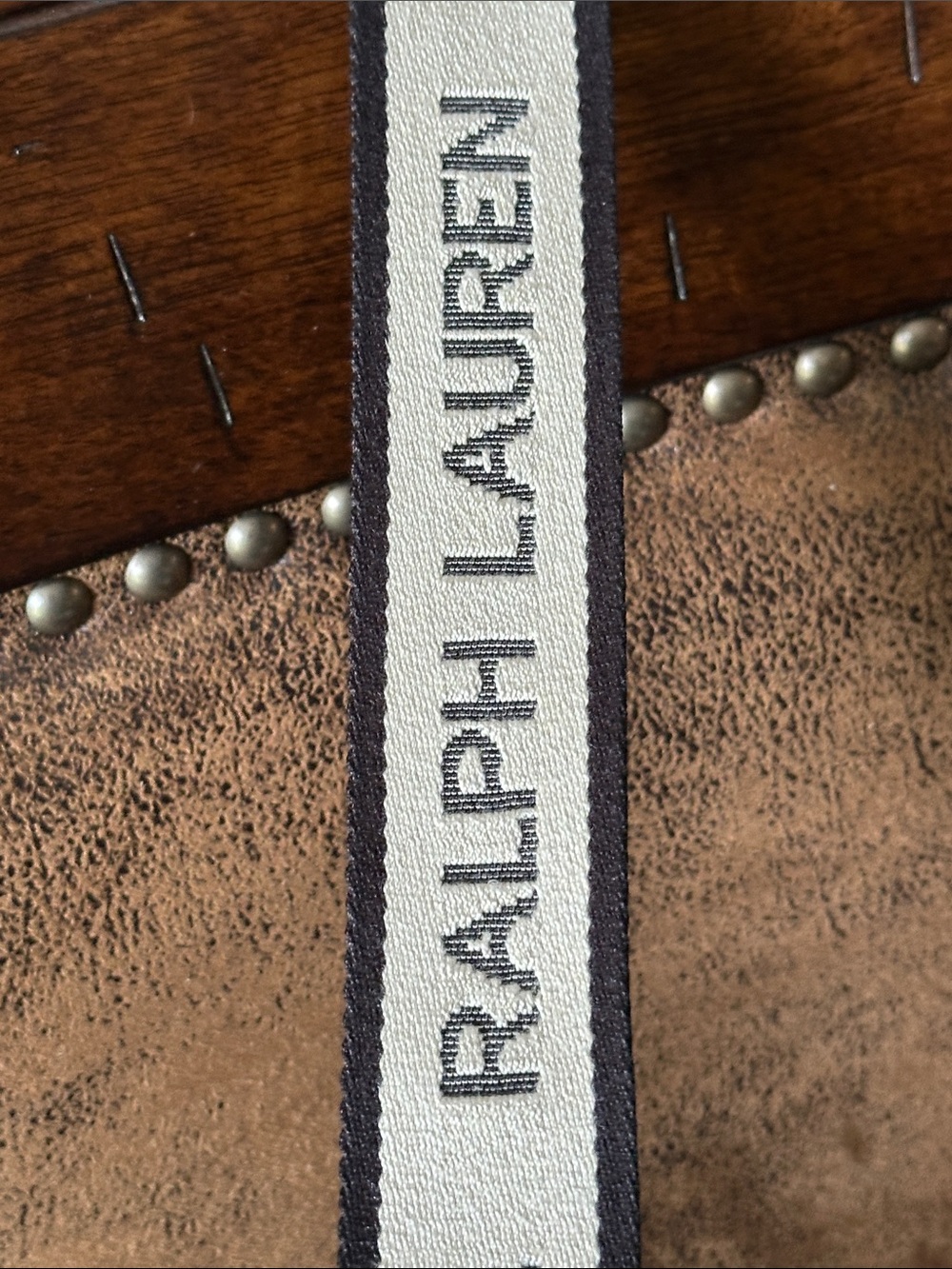 Ralph Lauren Cognac Leather Crossbody with Branded Canvas Strap - Picture 5 of 14